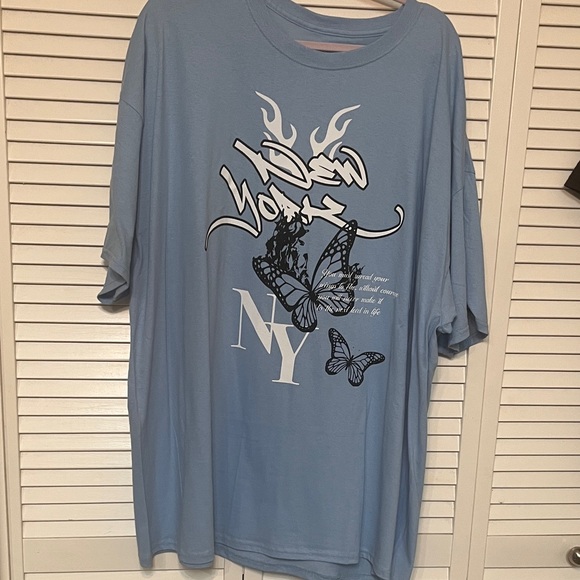 Fashion Nova Sky Blue Graphic Tee - Picture 3 of 5